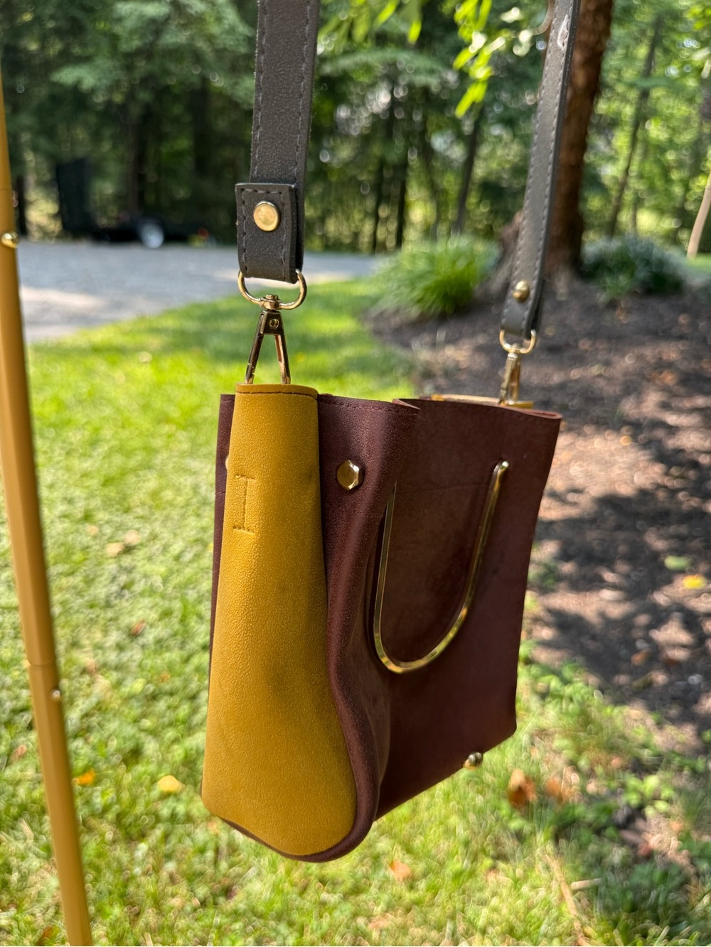 Leather Brown and Mustard Bag